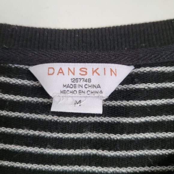 Danskin Crisscross Hem Striped Tunic Pullover Sweater Top Black White Sz Medium - Picture 10 of 13